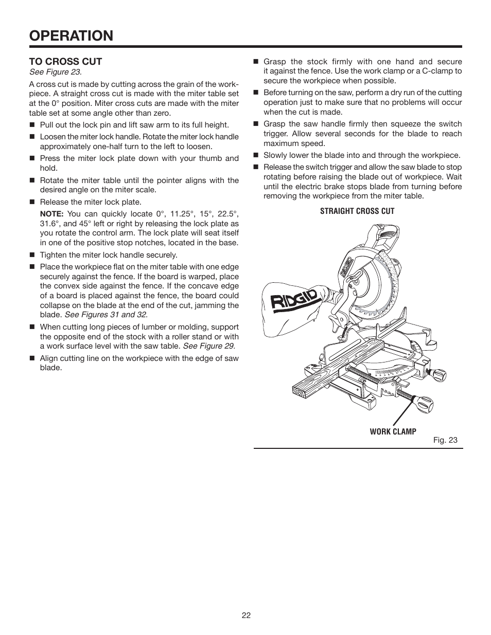 Operation | RIDGID MS1065LZA User Manual | Page 22 / 32