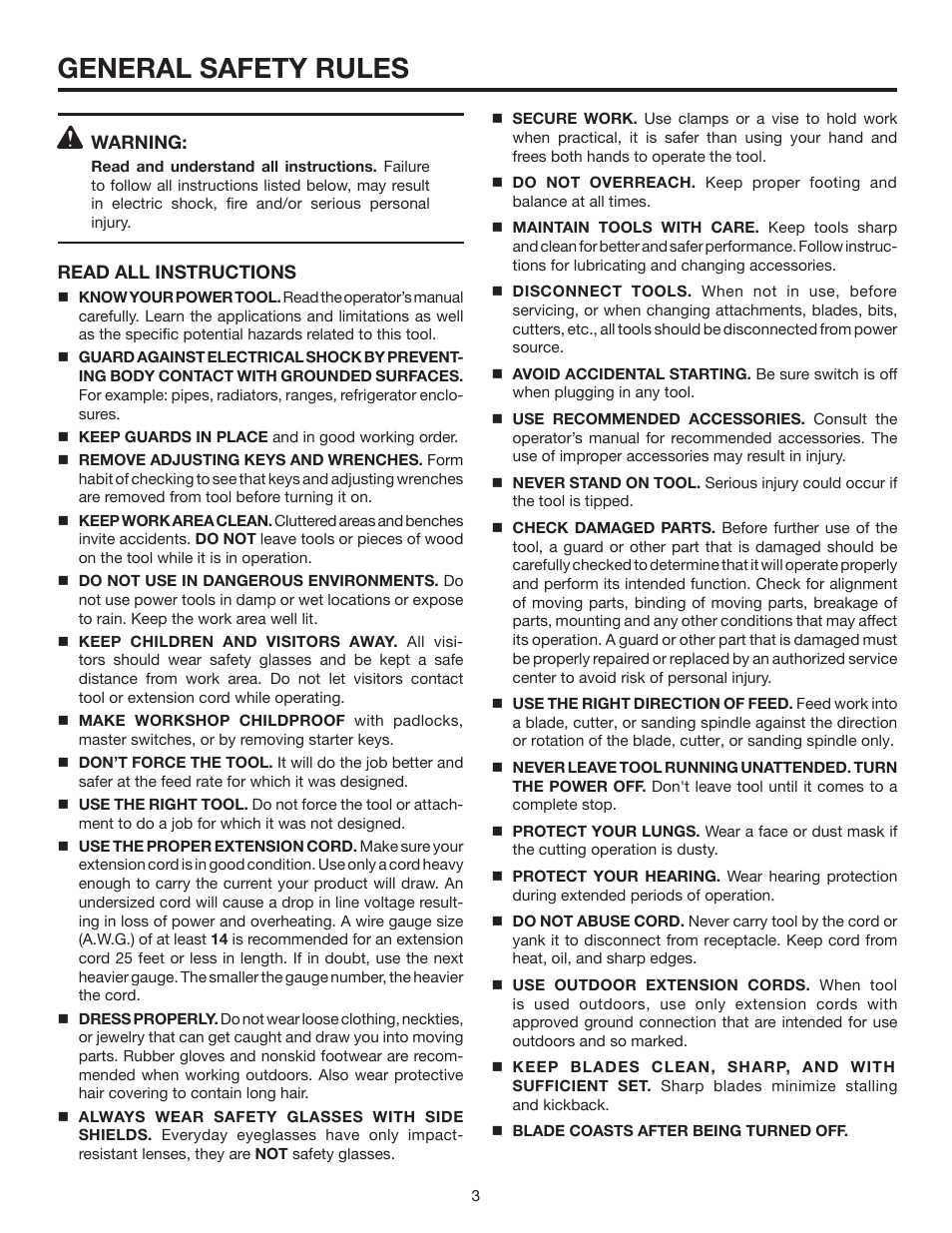 General safety rules | RIDGID MS1065LZA User Manual | Page 3 / 32