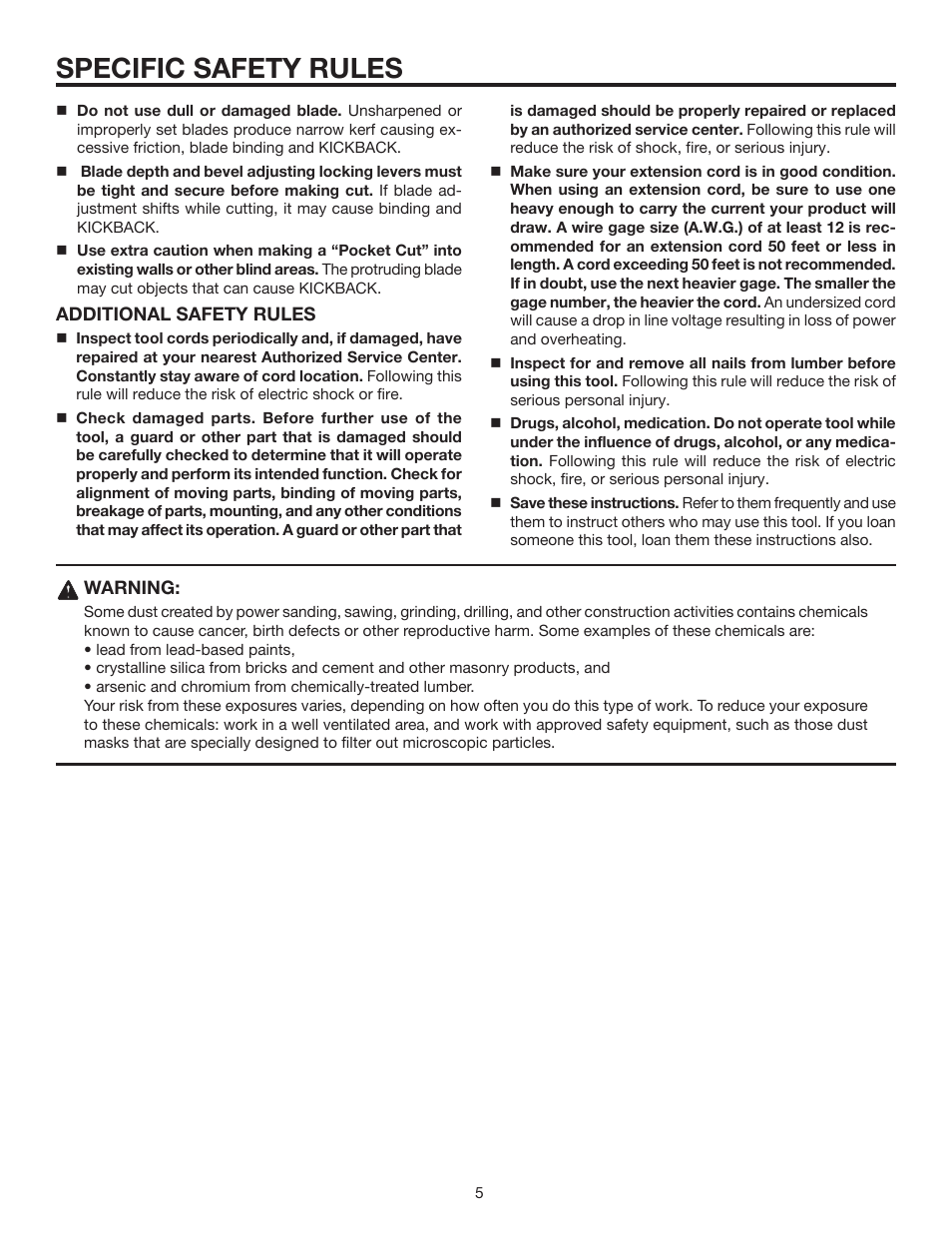 Specific safety rules | RIDGID R3210 User Manual | Page 5 / 24
