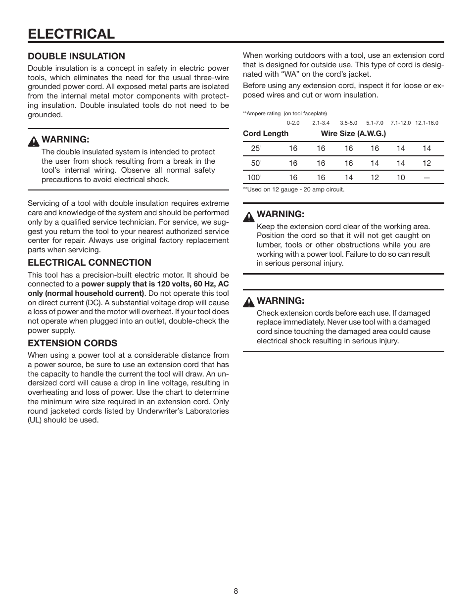 Electrical | RIDGID R3210 User Manual | Page 8 / 24