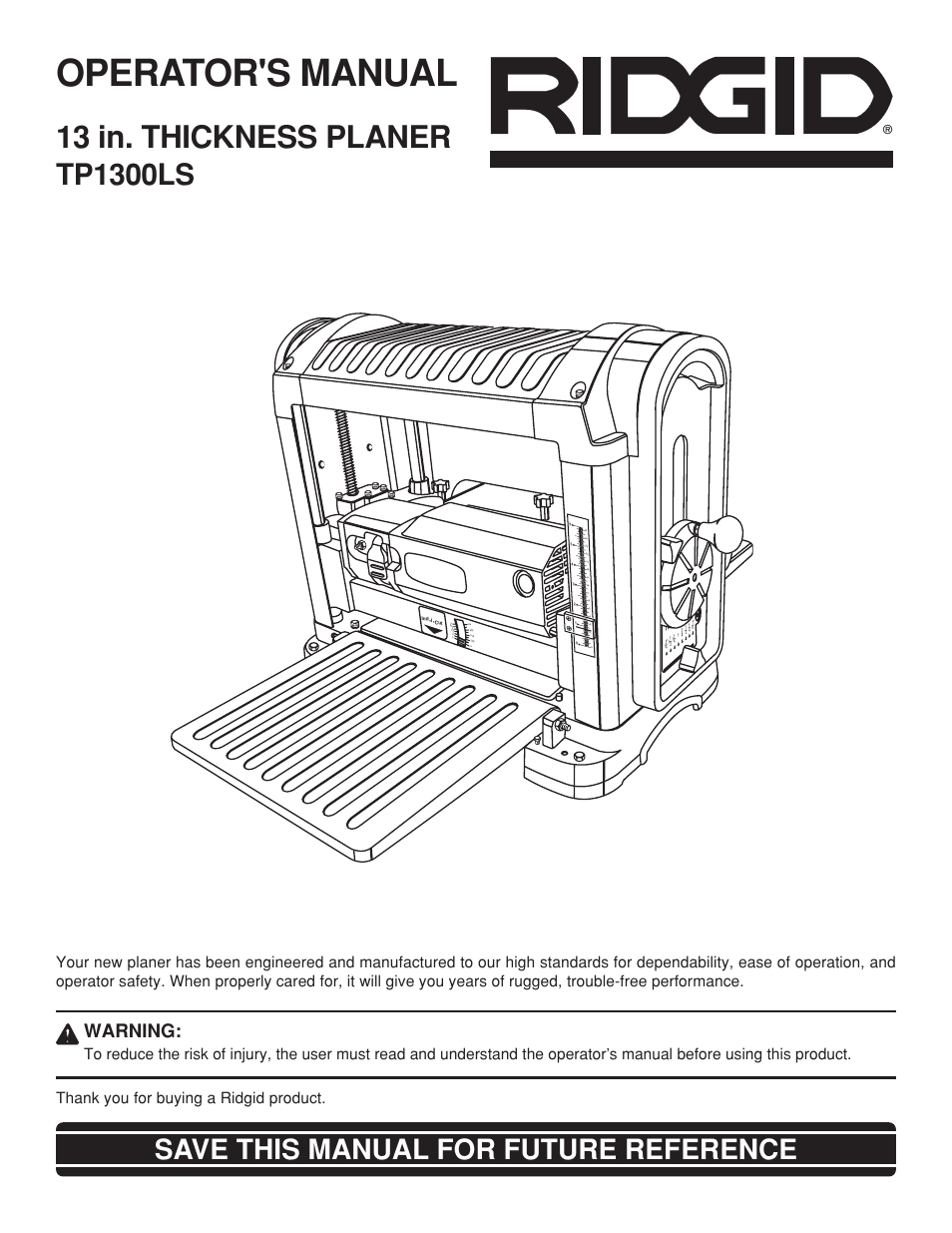RIDGID TP1300LS User Manual | 24 pages