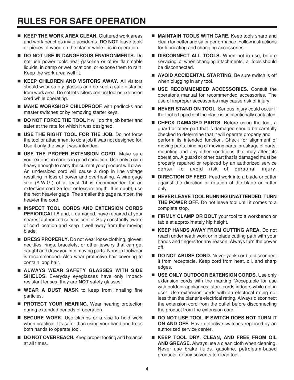 Rules for safe operation | RIDGID TP1300LS User Manual | Page 4 / 24