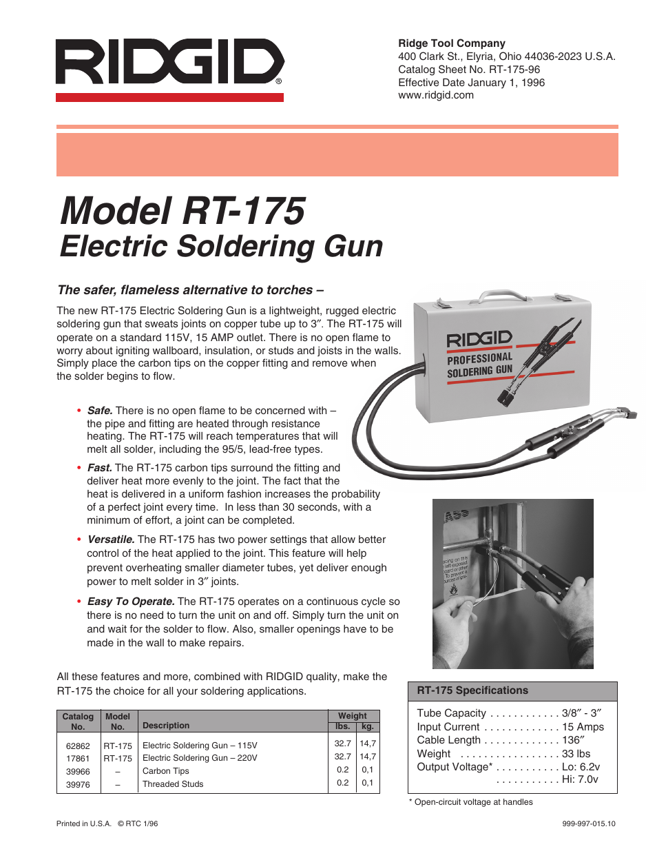 RIDGID RT-175 196 User Manual | 1 page