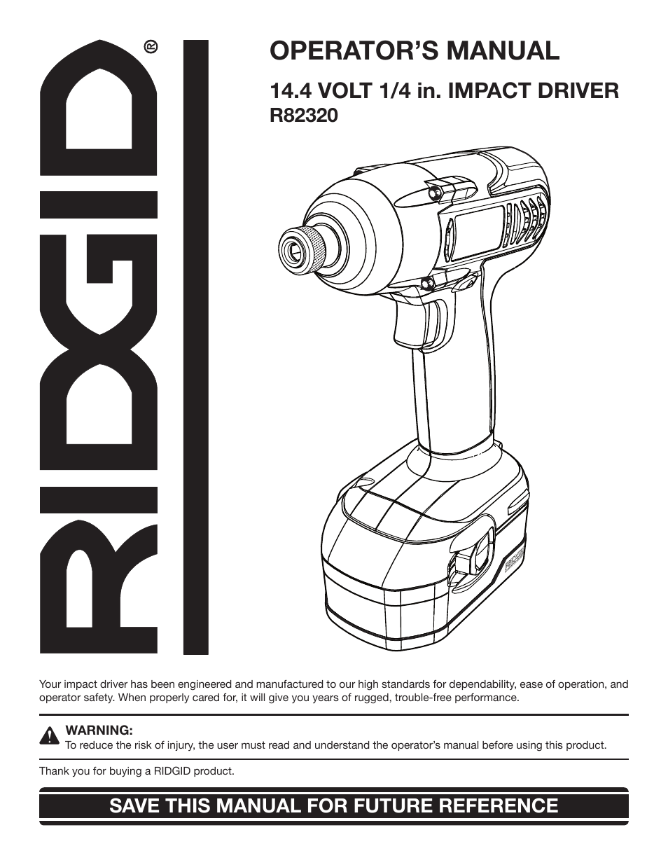 RIDGID R82320 User Manual | 16 pages