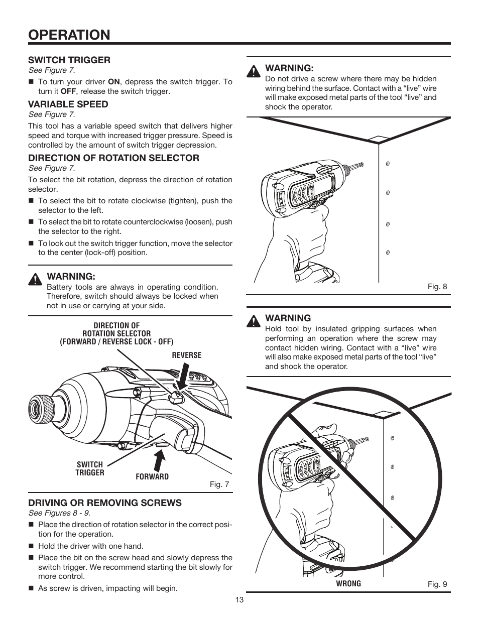 Operation | RIDGID R82320 User Manual | Page 13 / 16