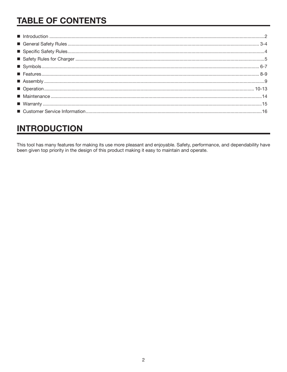 Table of contents introduction | RIDGID R82320 User Manual | Page 2 / 16