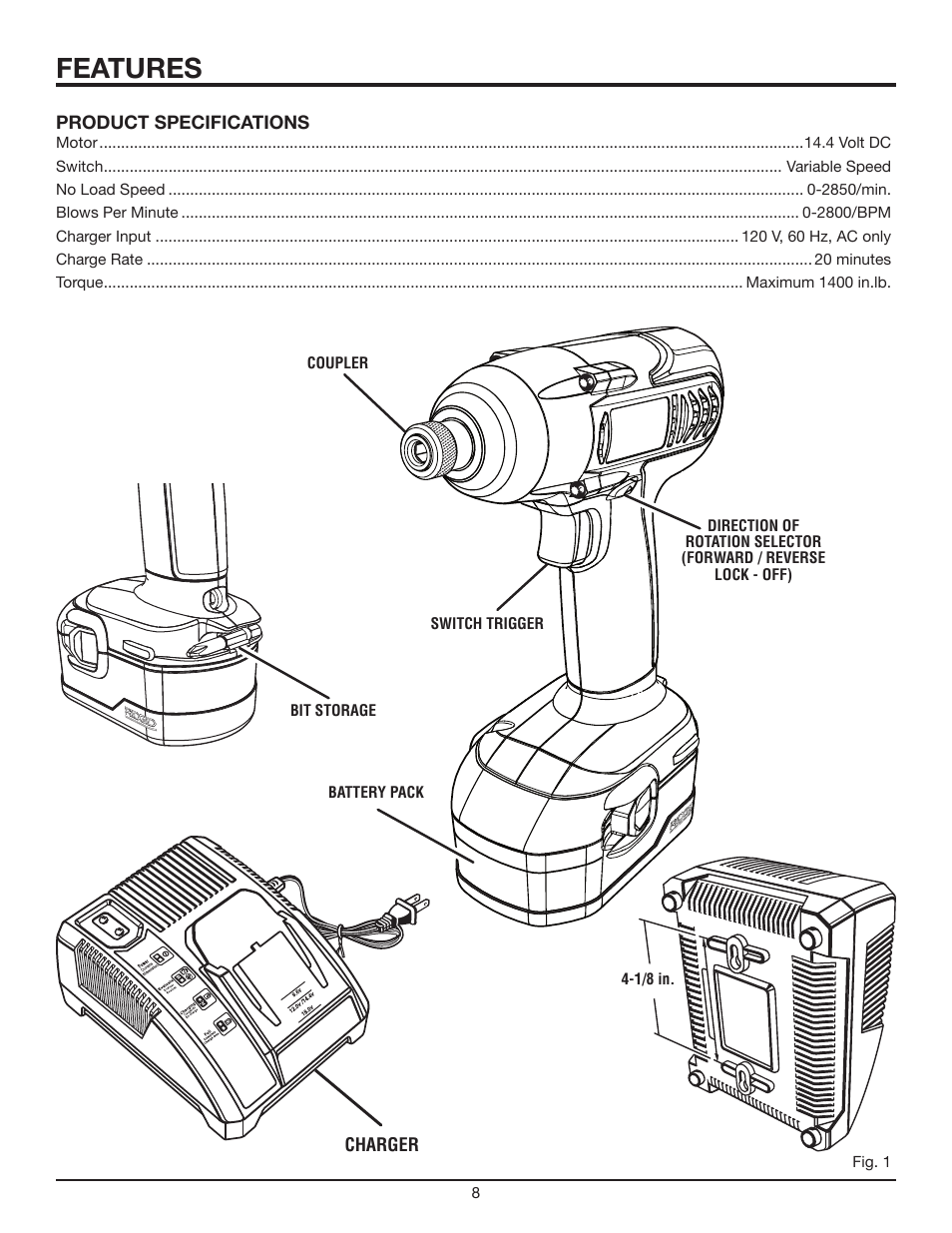 Features | RIDGID R82320 User Manual | Page 8 / 16