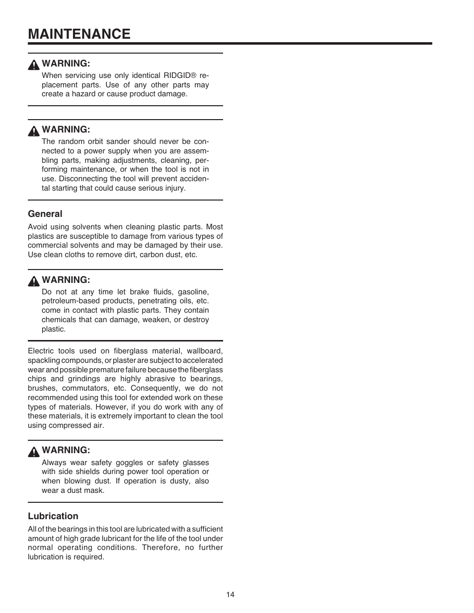 Maintenance | RIDGID R2610 User Manual | Page 14 / 16