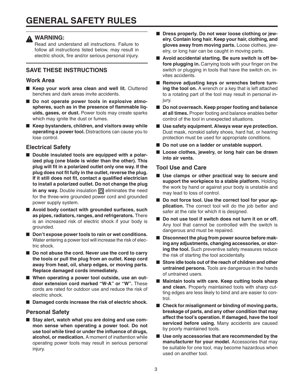 General safety rules | RIDGID R2610 User Manual | Page 3 / 16