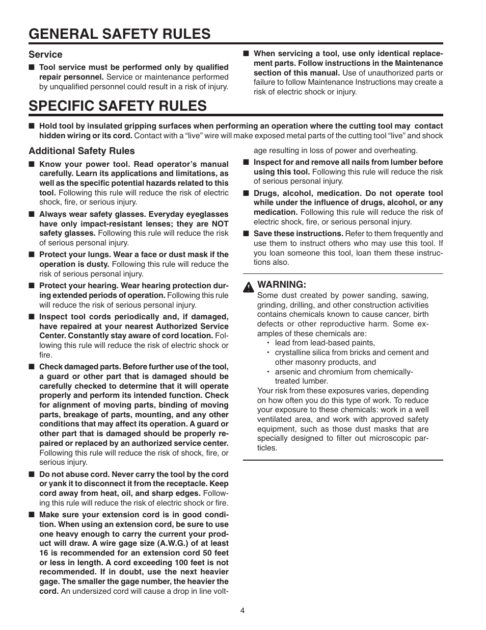 General safety rules specific safety rules | RIDGID R2610 User Manual | Page 4 / 16