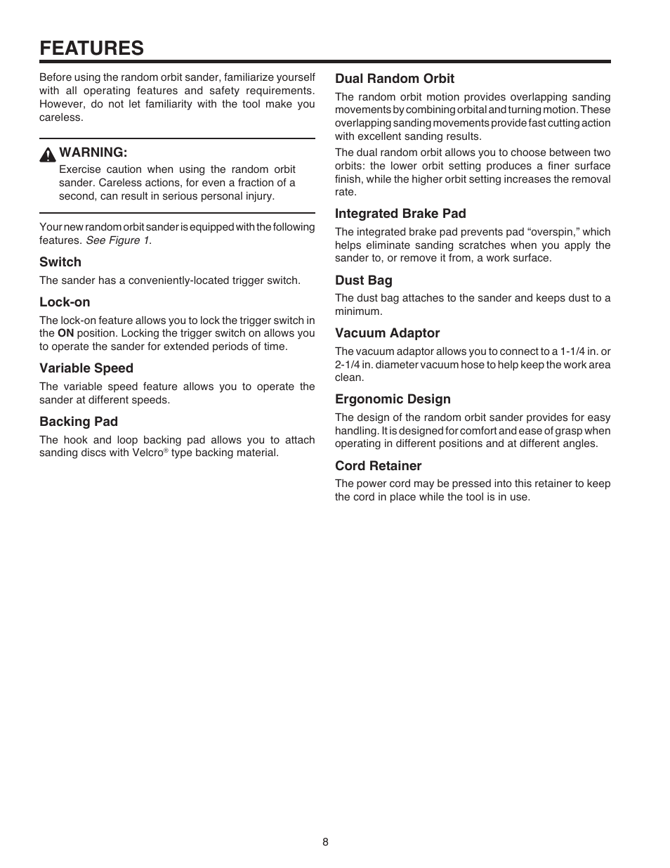 Features | RIDGID R2610 User Manual | Page 8 / 16