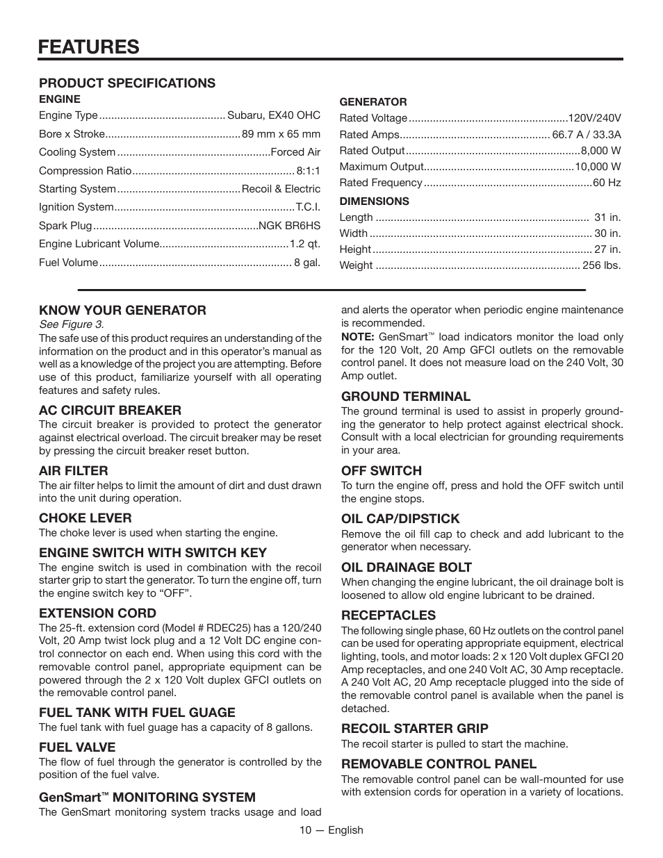 Features | RIDGID RD8000 User Manual | Page 10 / 74