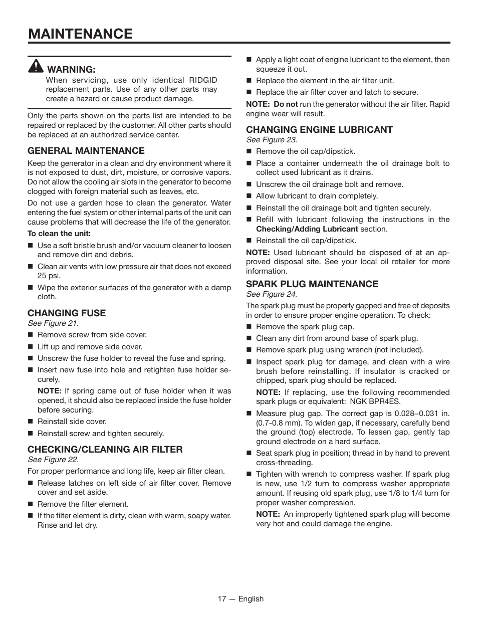 Maintenance | RIDGID RD8000 User Manual | Page 17 / 74