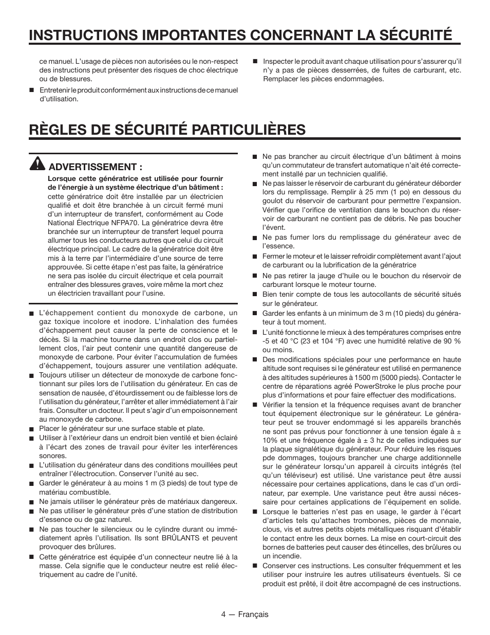 Règles de sécurité particulières, Instructions importantes concernant la sécurité | RIDGID RD8000 User Manual | Page 26 / 74