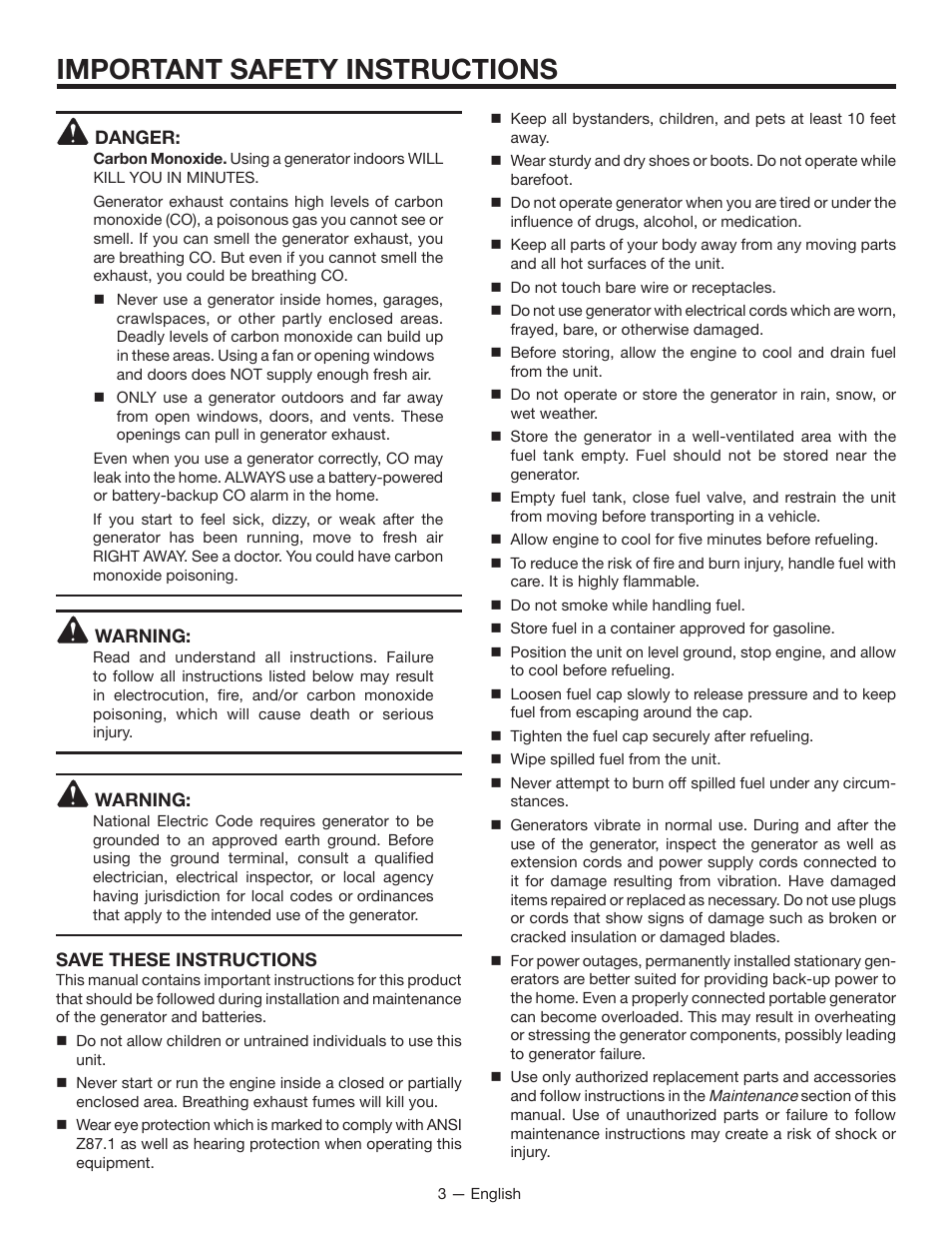 Important safety instructions | RIDGID RD8000 User Manual | Page 3 / 74