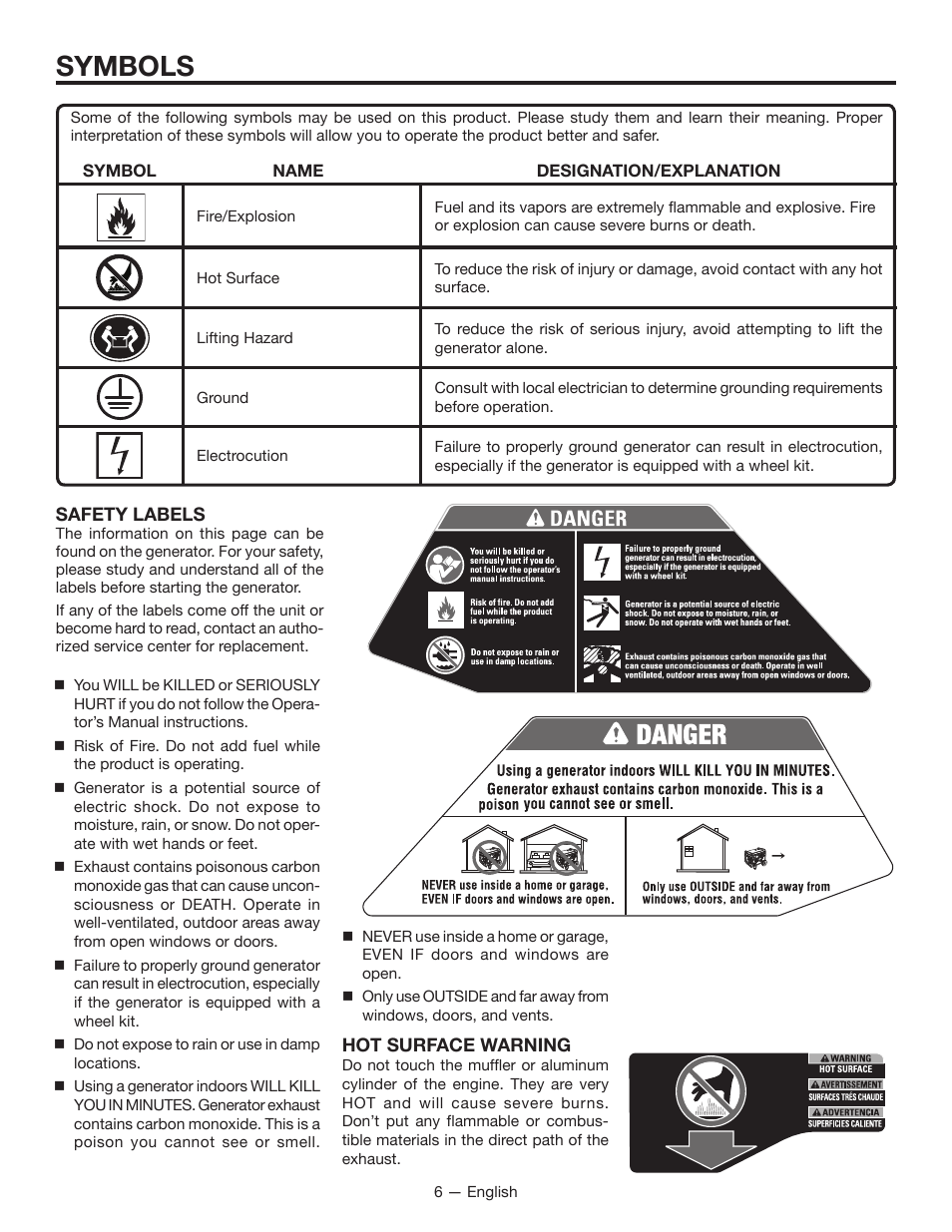 Symbols | RIDGID RD8000 User Manual | Page 6 / 74