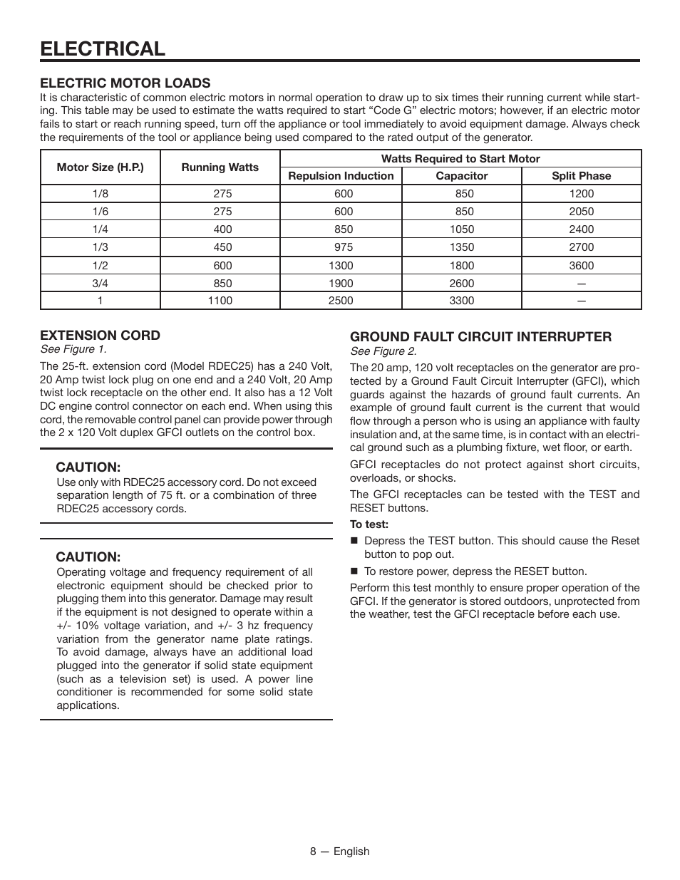 Electrical | RIDGID RD8000 User Manual | Page 8 / 74