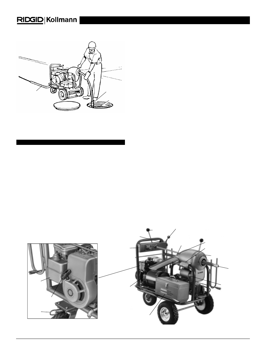 Arranque del motor/generador, El funcionamiento de la máquina usando cables | RIDGID K-2000 User Manual | Page 32 / 39