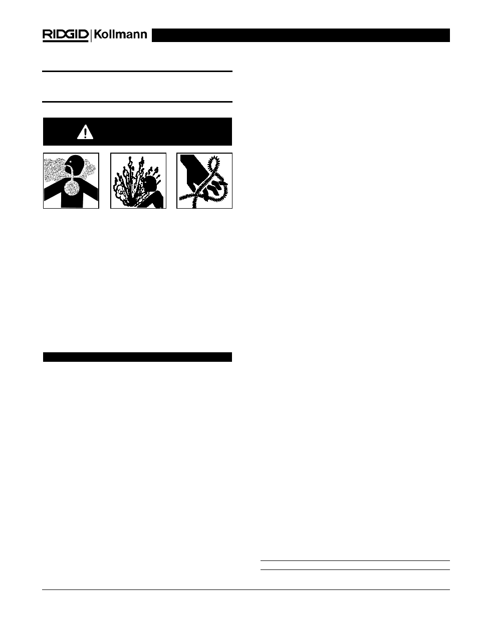 Warning | RIDGID K-2000 User Manual | Page 5 / 39