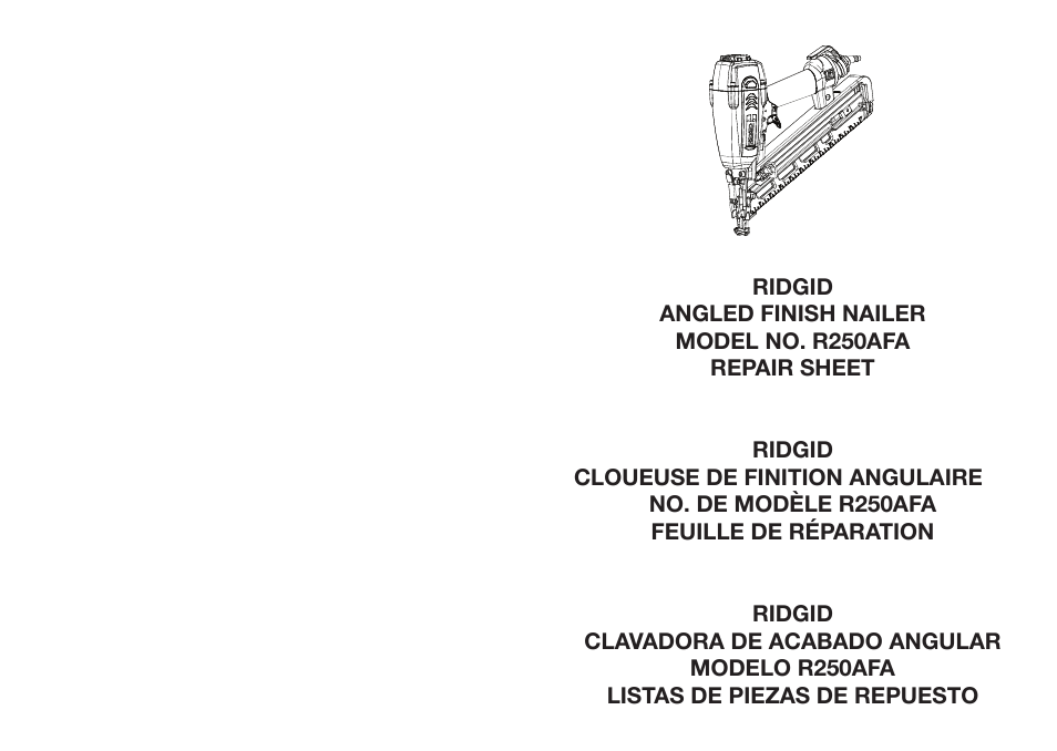 RIDGID R250AFA User Manual | 5 pages