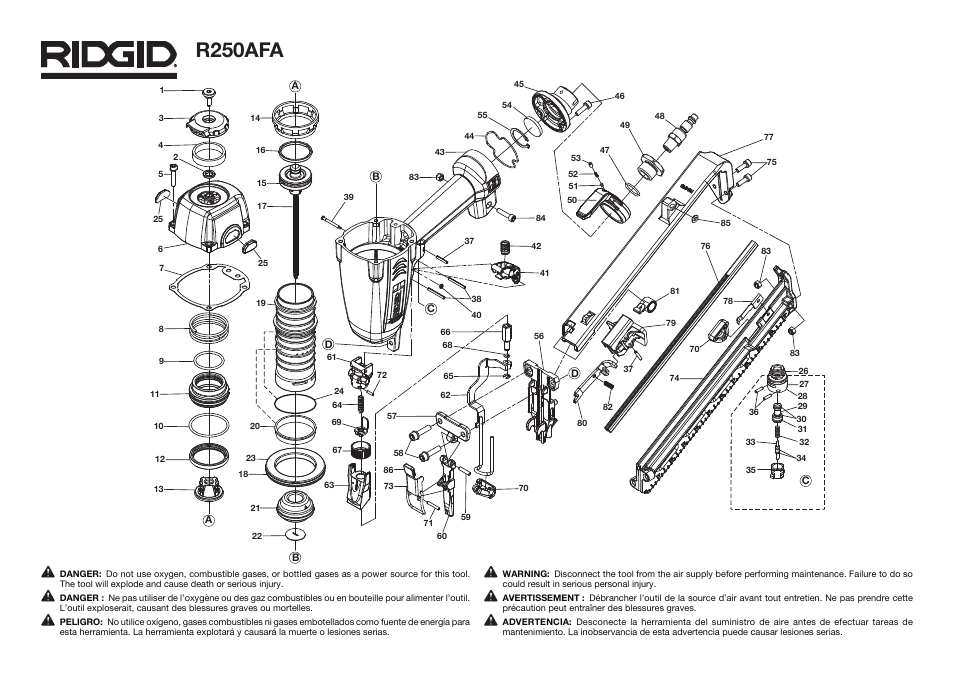 R250afa | RIDGID R250AFA User Manual | Page 2 / 5
