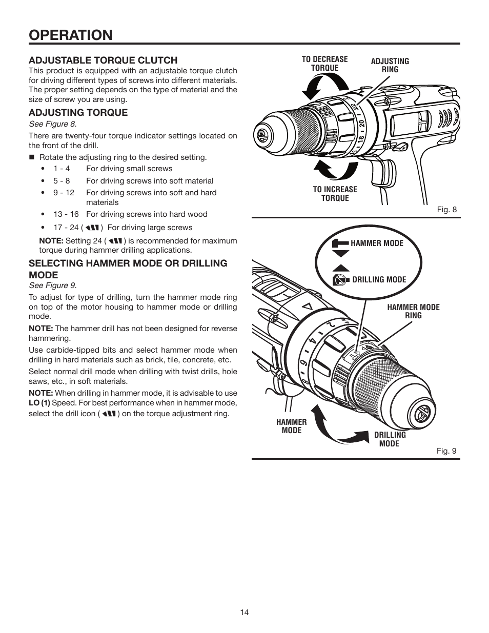 Operation | RIDGID R8411503 User Manual | Page 14 / 22