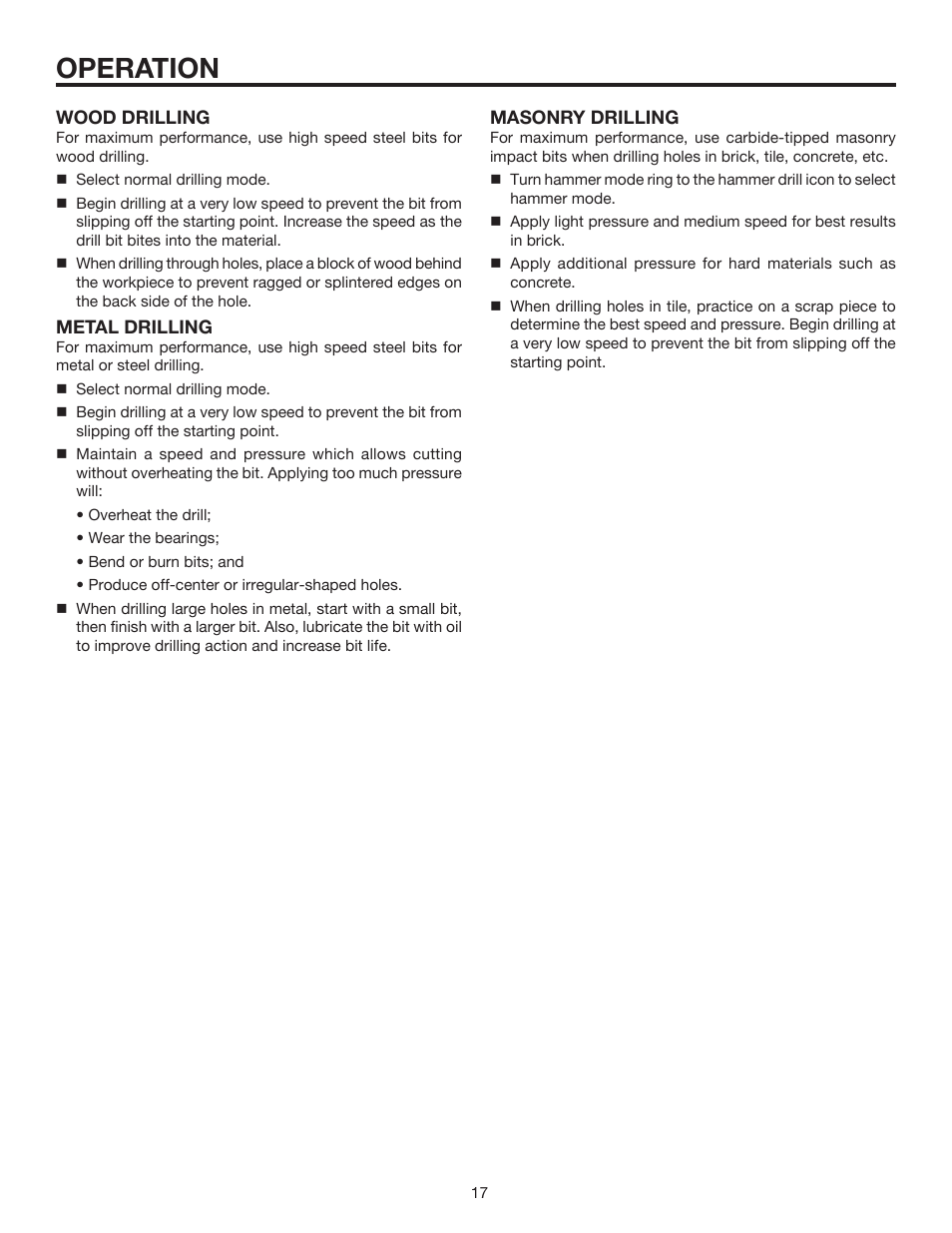Operation | RIDGID R8411503 User Manual | Page 17 / 22