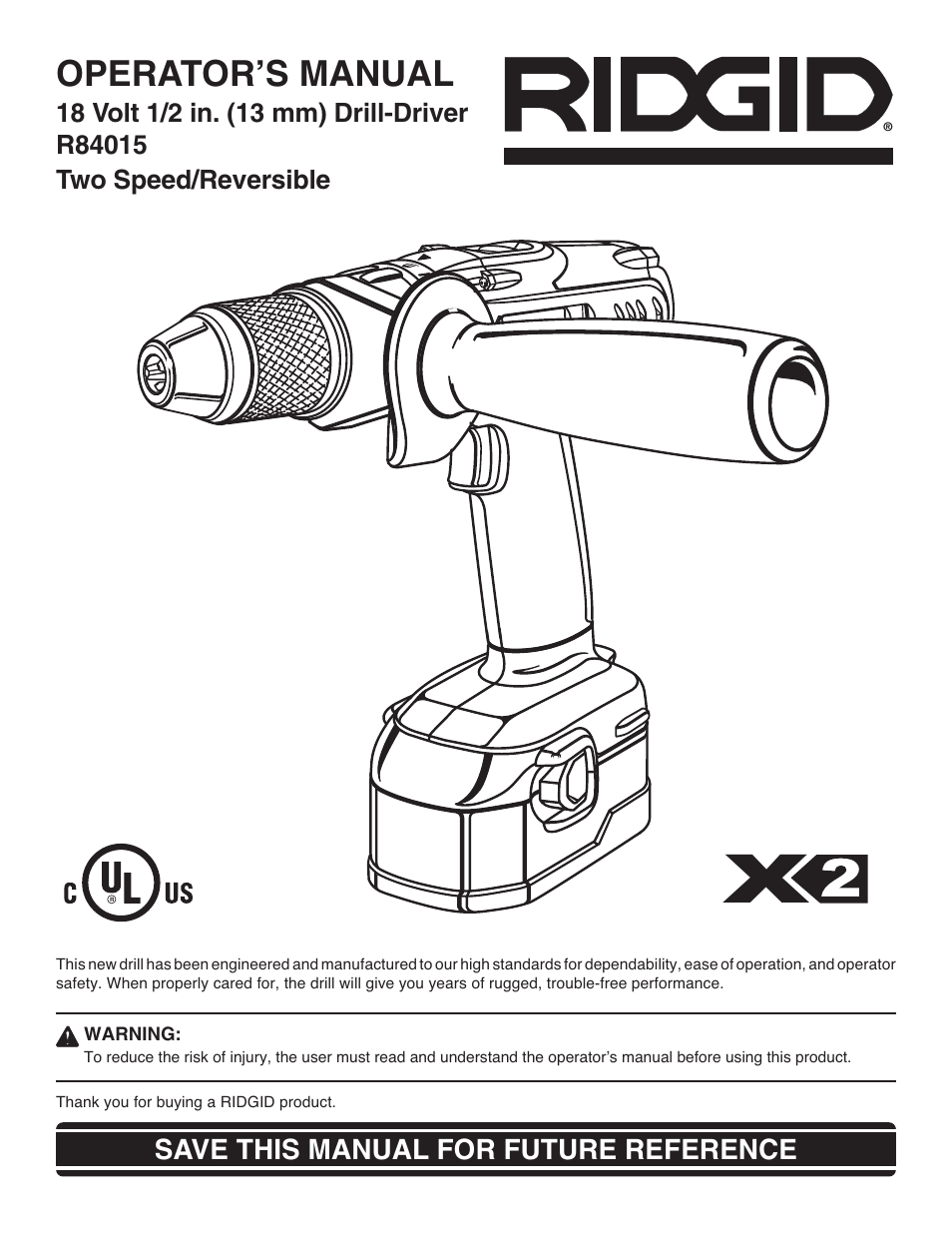 RIDGID R84015 User Manual | 20 pages