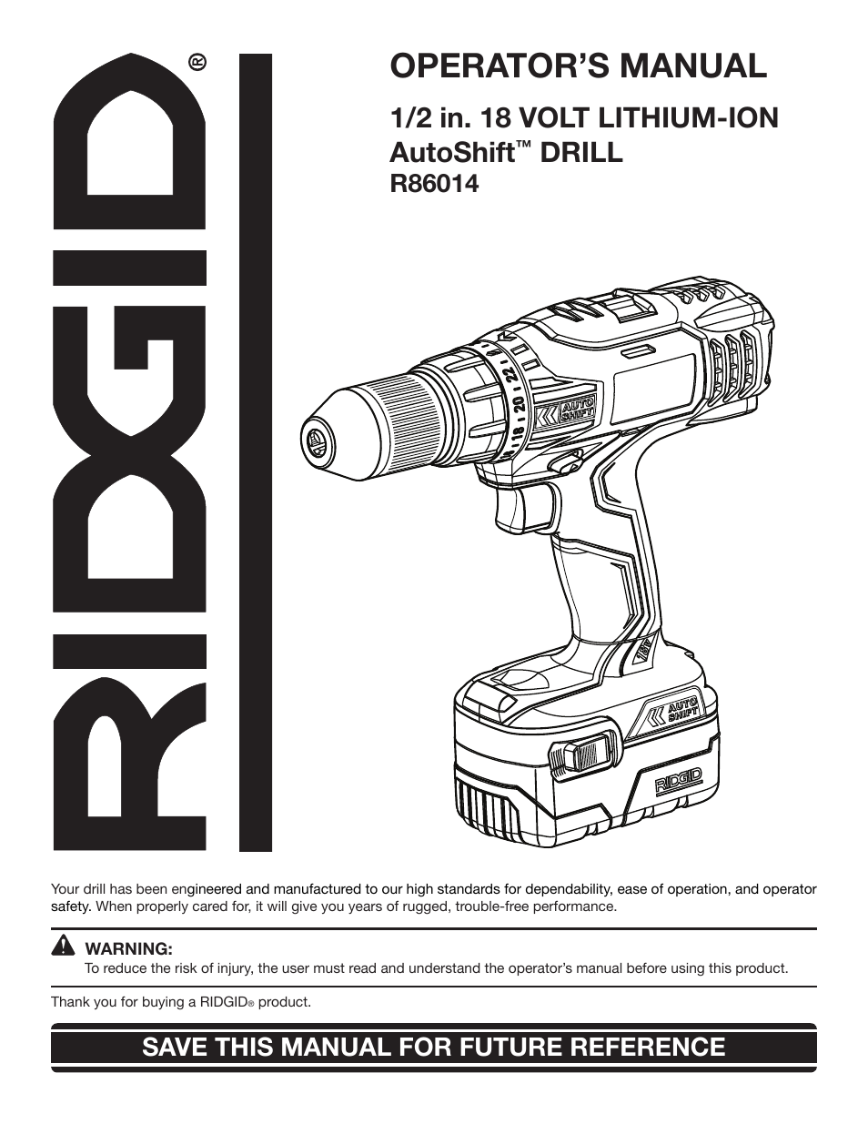 RIDGID AUTOSHIFT R86014 User Manual | 16 pages