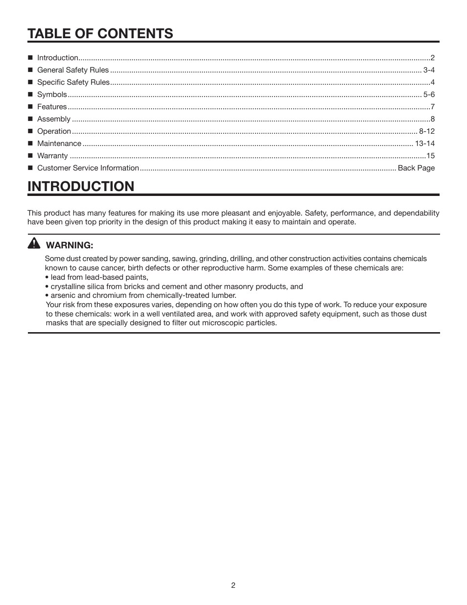 Table of contents introduction | RIDGID AUTOSHIFT R86014 User Manual | Page 2 / 16