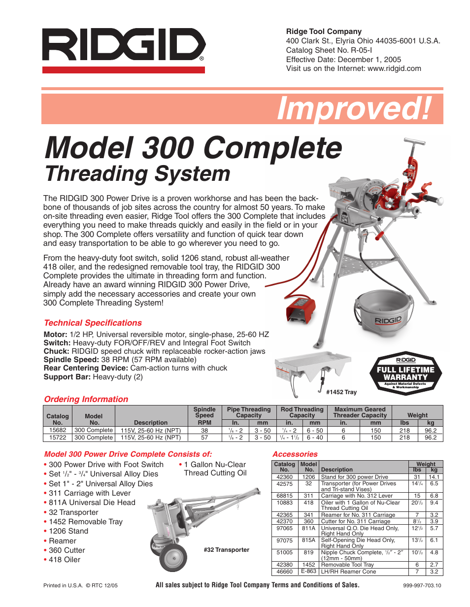 RIDGID 300 User Manual | 1 page