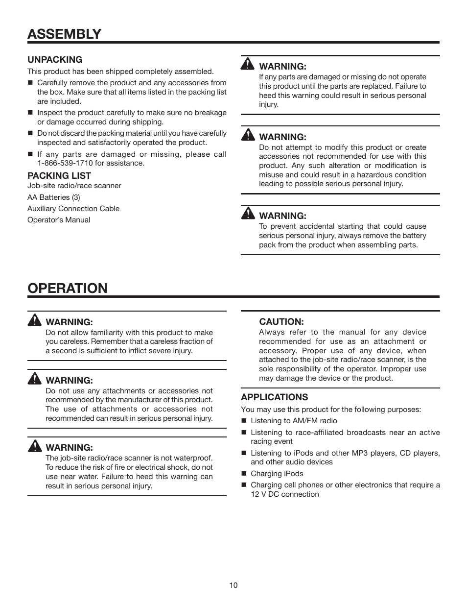 Operation, Assembly | RIDGID R8408 User Manual | Page 10 / 26