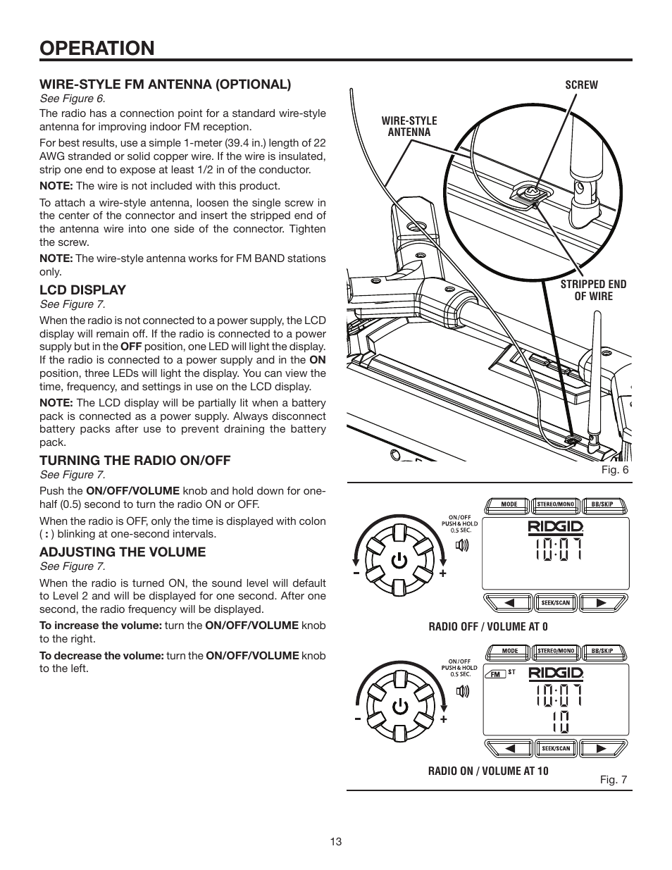 Operation | RIDGID R8408 User Manual | Page 13 / 26