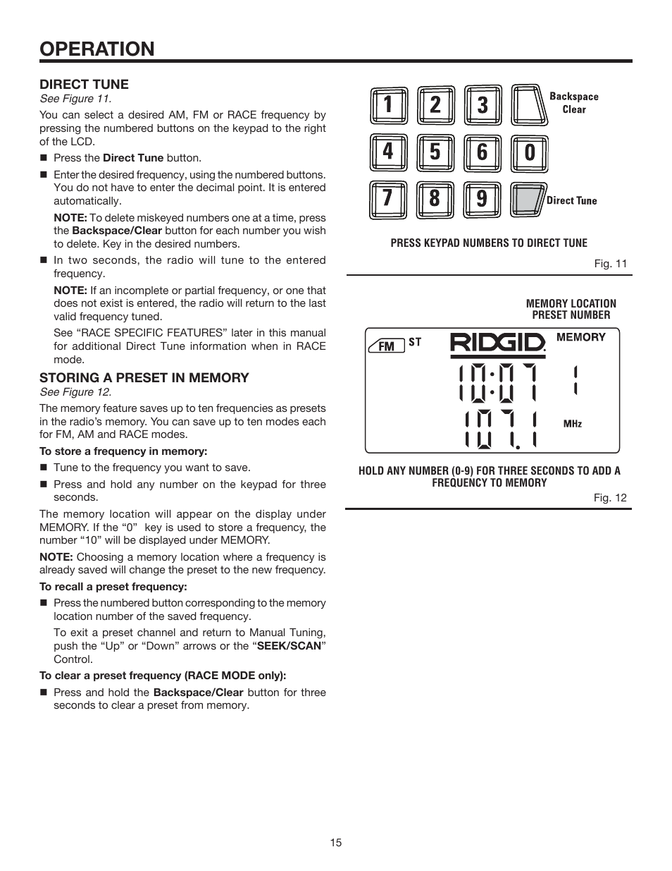Operation | RIDGID R8408 User Manual | Page 15 / 26