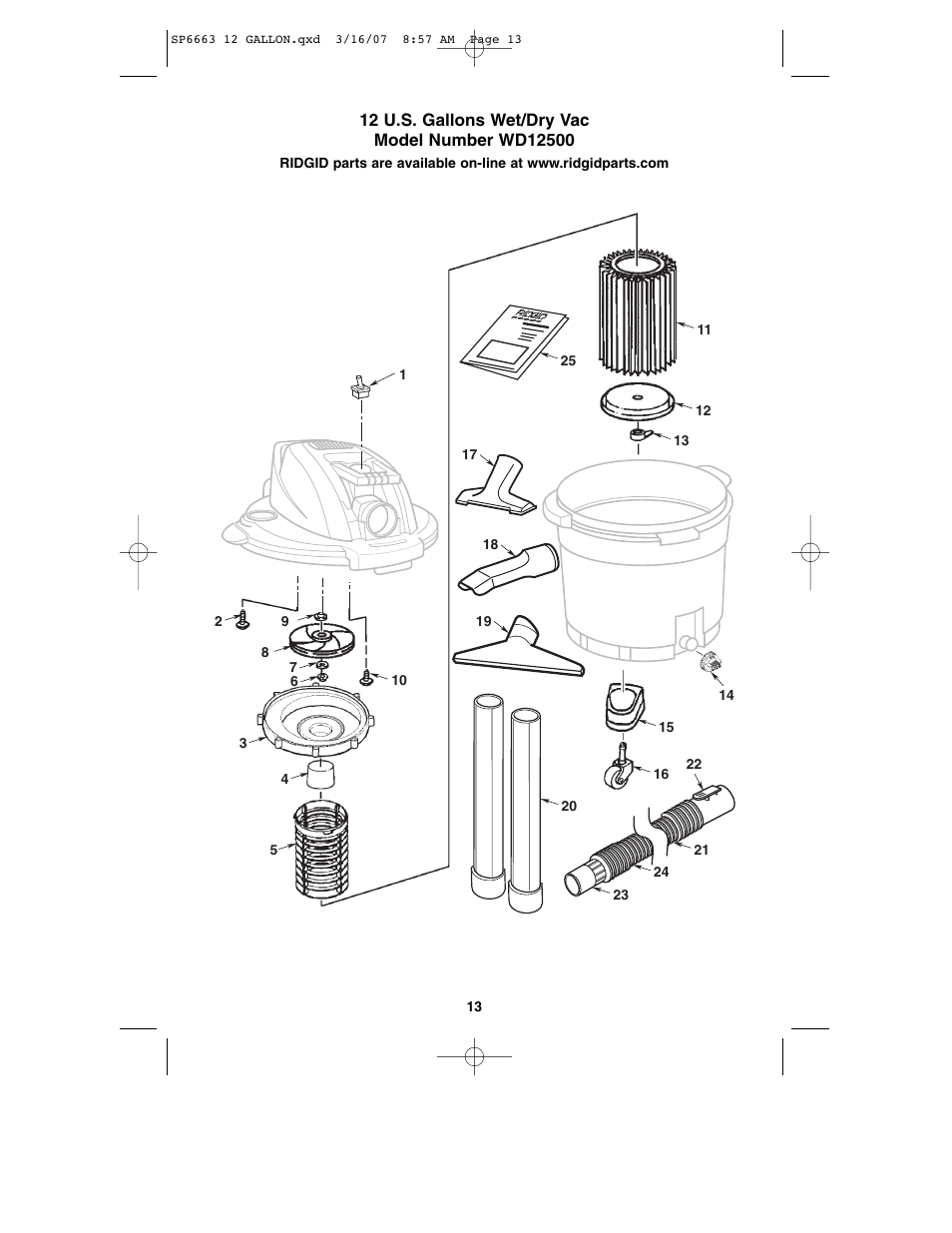 RIDGID WD1250 User Manual | Page 13 / 28