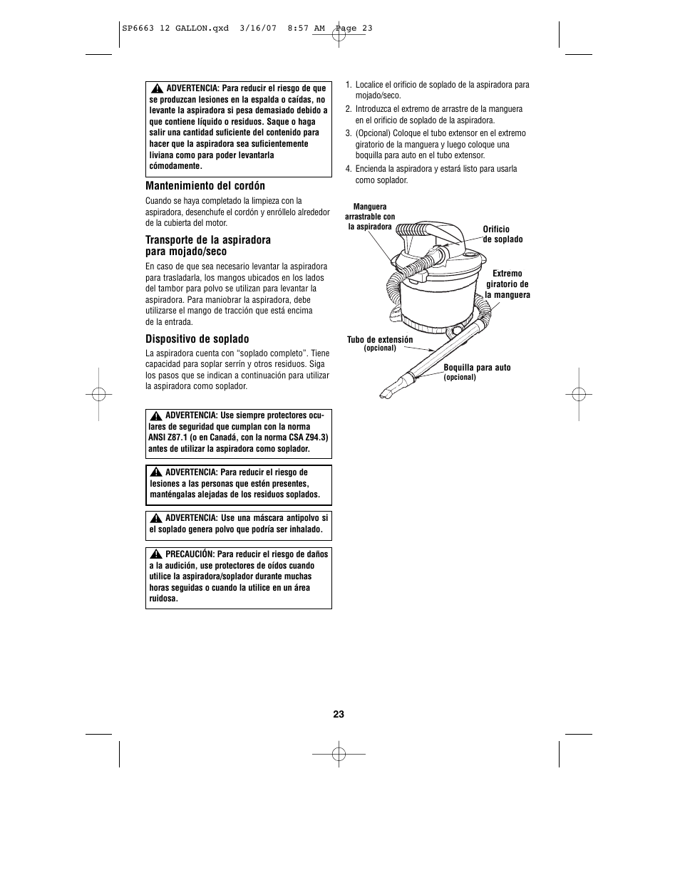 RIDGID WD1250 User Manual | Page 23 / 28