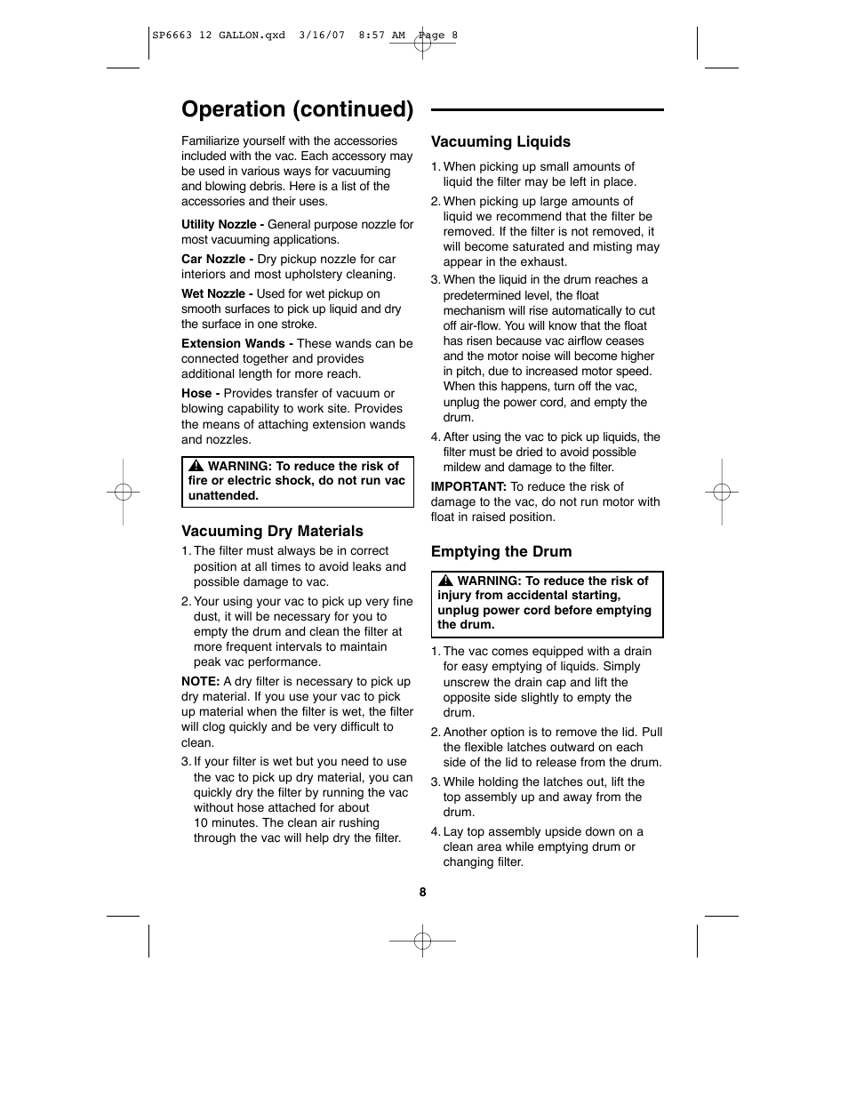 Operation (continued) | RIDGID WD1250 User Manual | Page 8 / 28