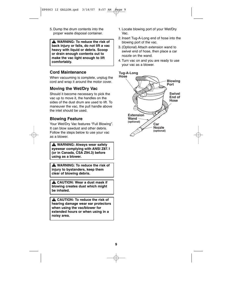 RIDGID WD1250 User Manual | Page 9 / 28