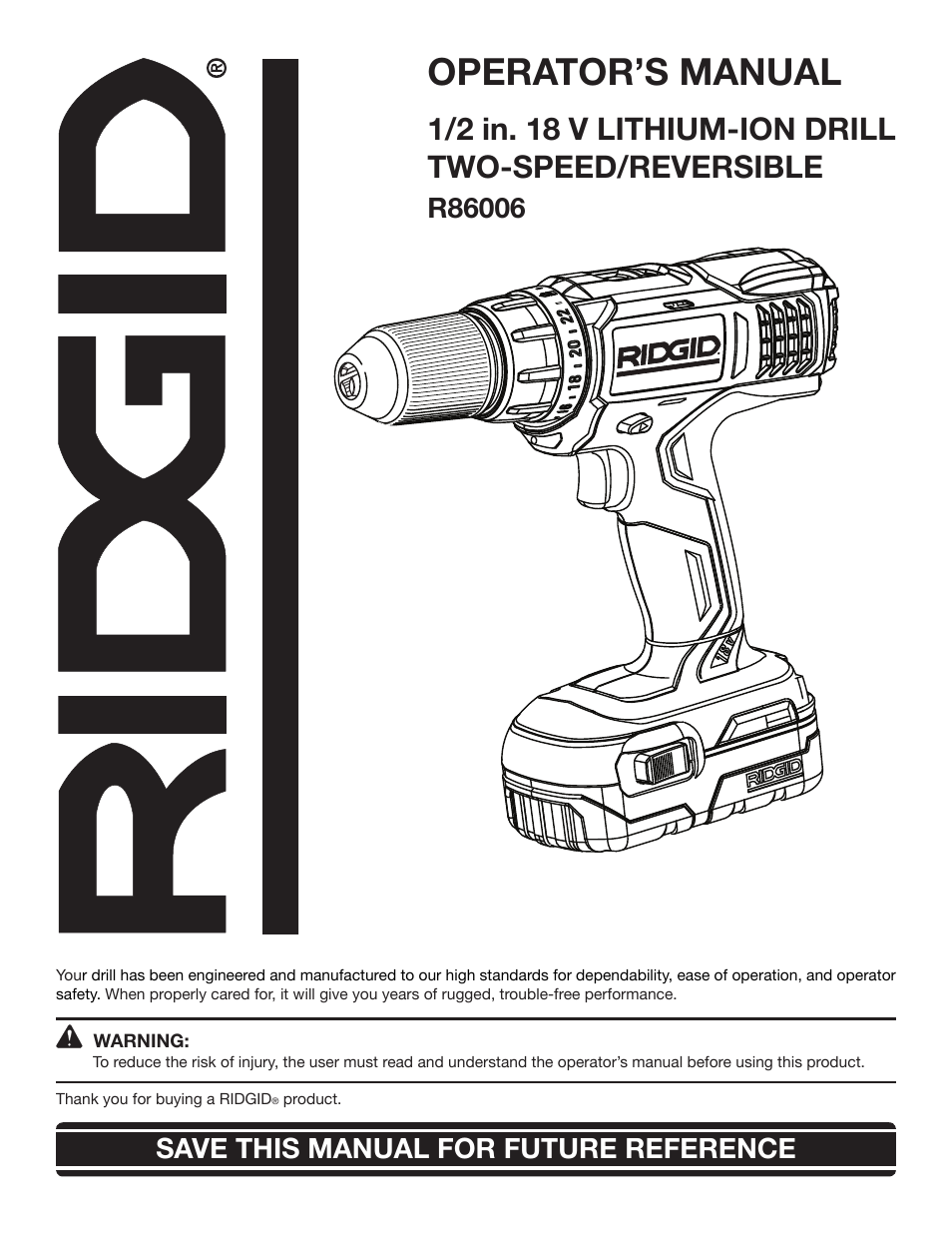 RIDGID R86006 User Manual | 18 pages