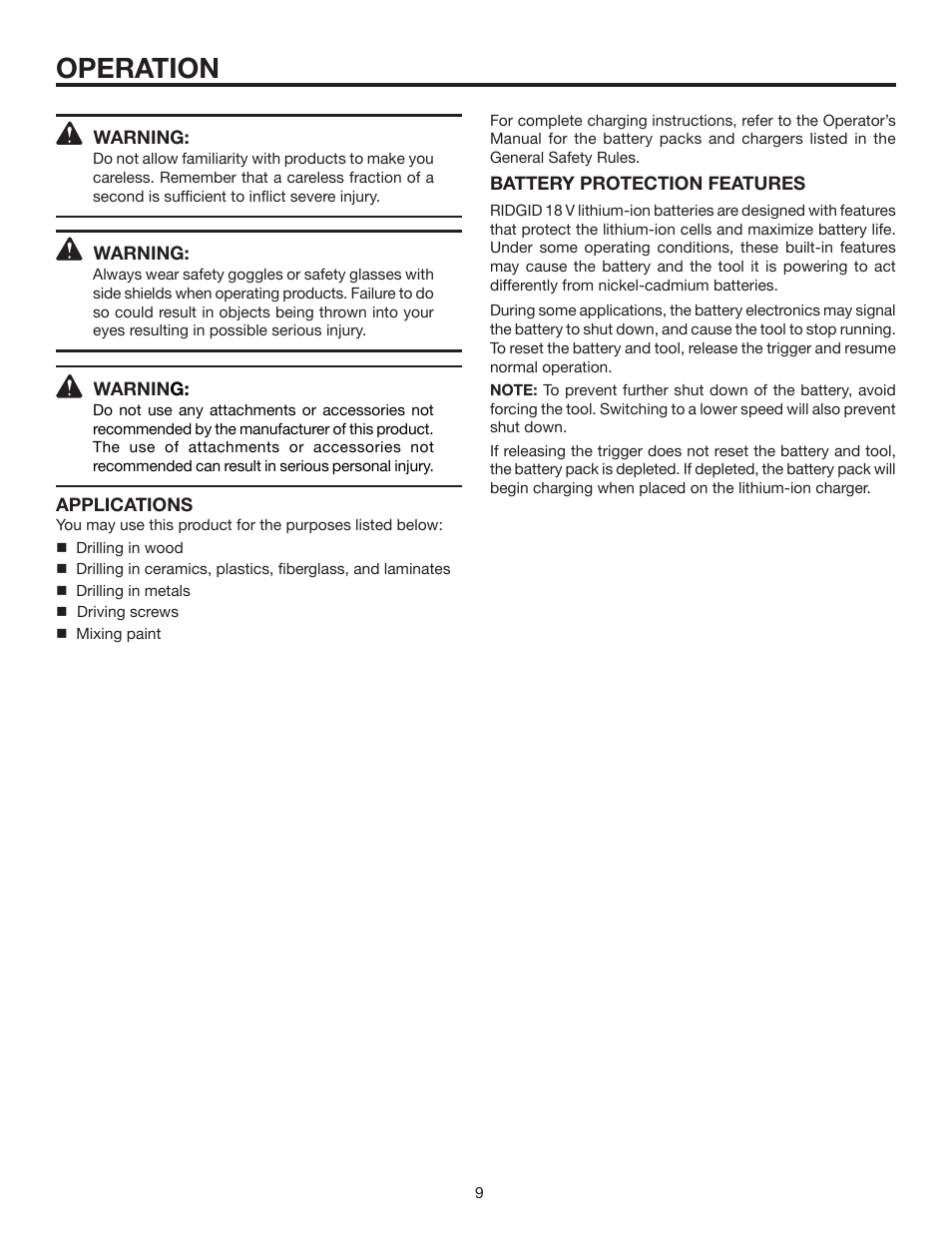 Operation | RIDGID R86006 User Manual | Page 9 / 18
