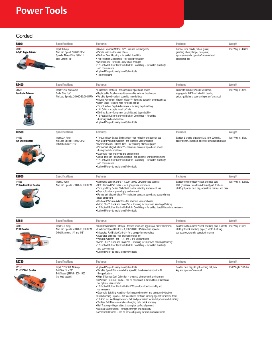 Power tools, Corded | RIDGID R932 User Manual | Page 4 / 10