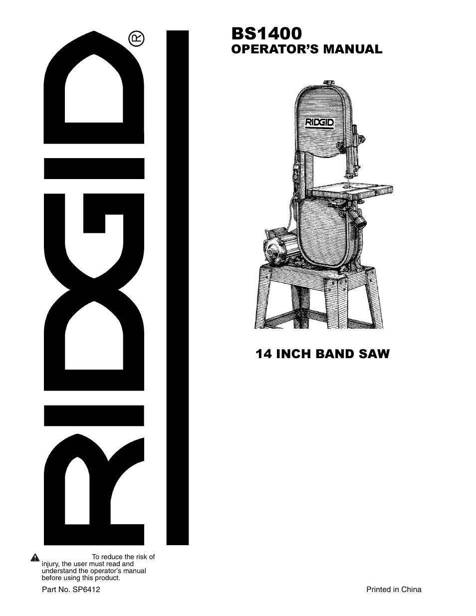 RIDGID BS1400 User Manual | 32 pages