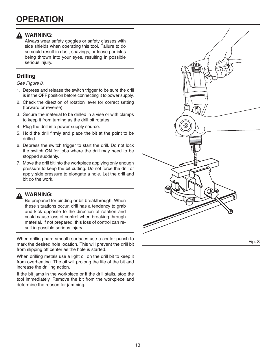 Operation | RIDGID R7100 User Manual | Page 13 / 20