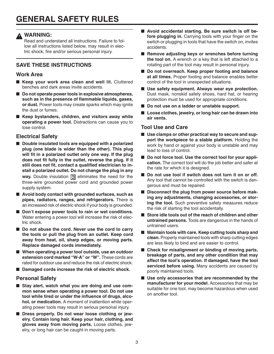 General safety rules | RIDGID R7100 User Manual | Page 3 / 20