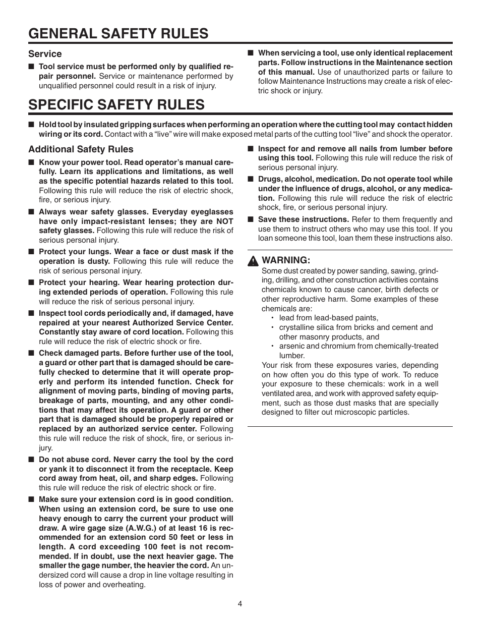 General safety rules specific safety rules | RIDGID R7100 User Manual | Page 4 / 20