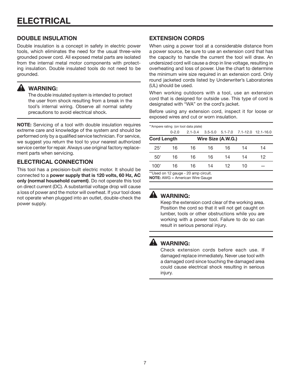 Electrical | RIDGID R2720 User Manual | Page 7 / 20