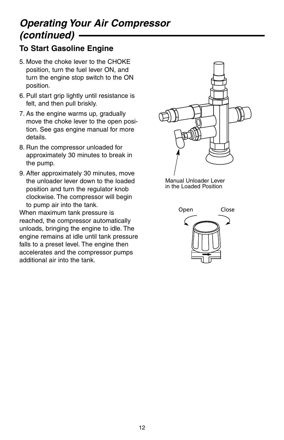 Operating your air compressor (continued) | RIDGID GP90135 User Manual | Page 12 / 24