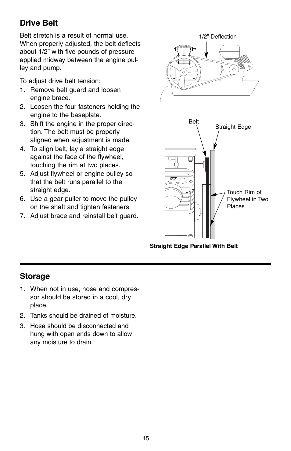 Drive belt, Storage | RIDGID GP90135 User Manual | Page 15 / 24