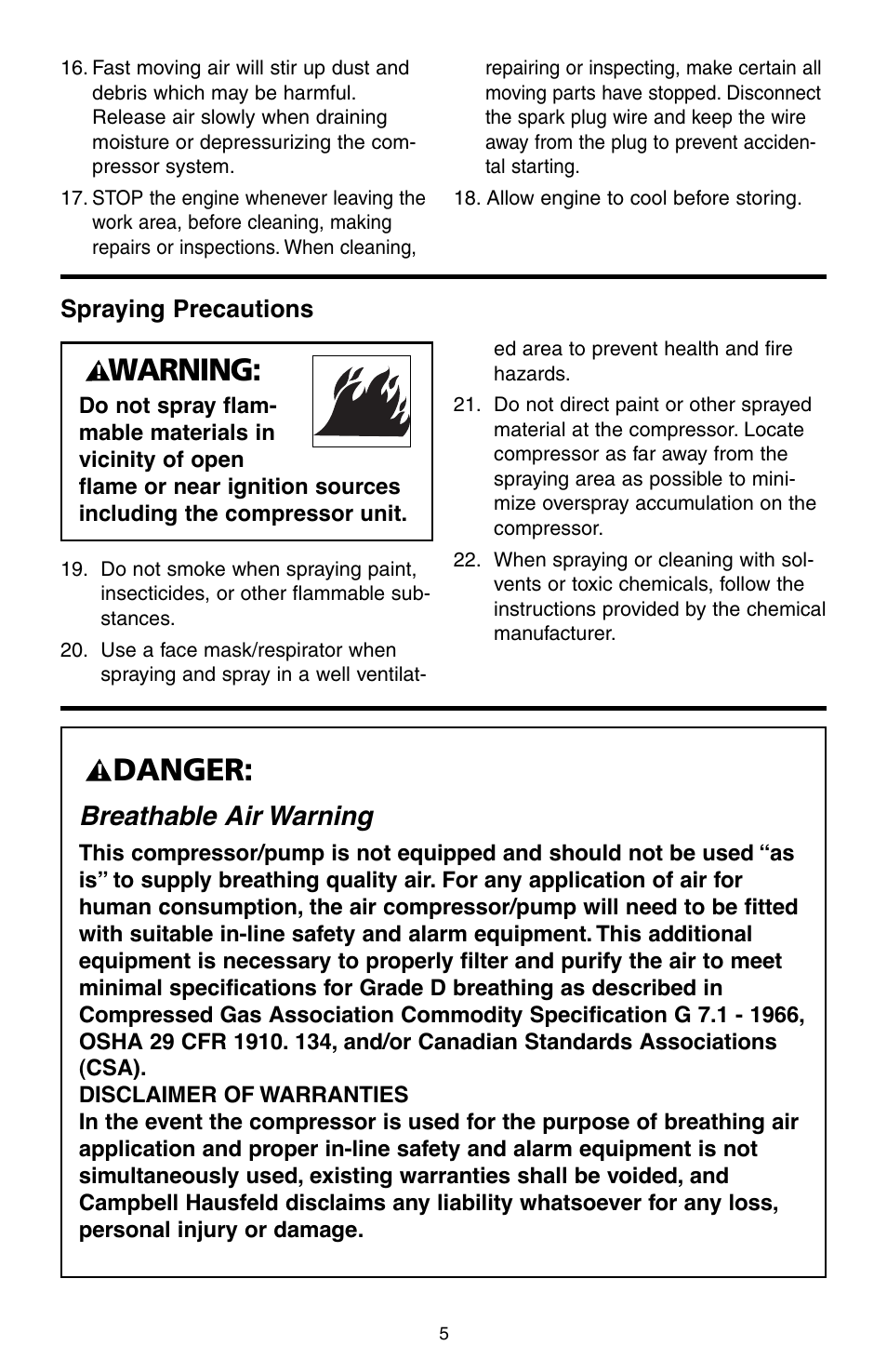 Warning, Danger, Breathable air warning | RIDGID GP90135 User Manual | Page 5 / 24