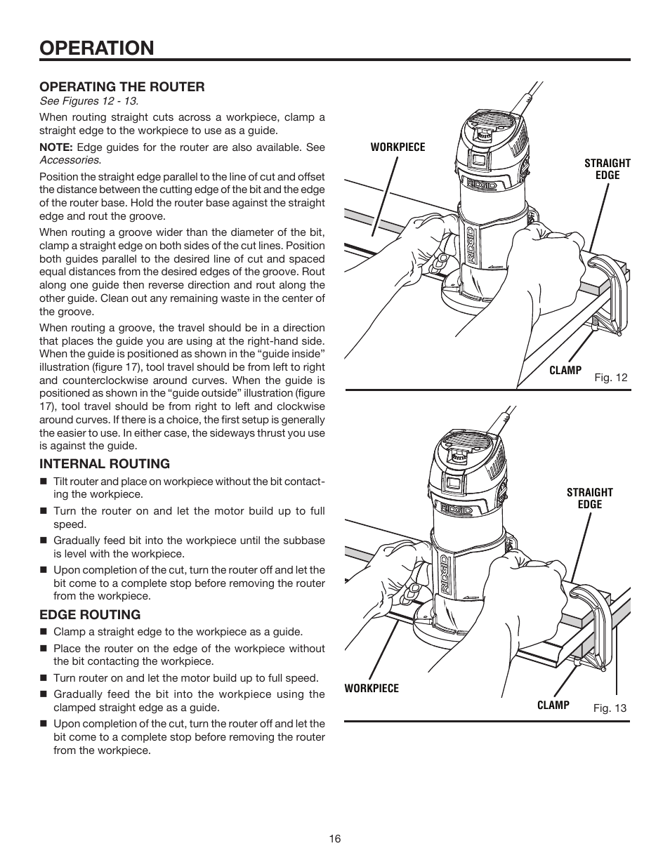 Operation | RIDGID R2900 User Manual | Page 16 / 24